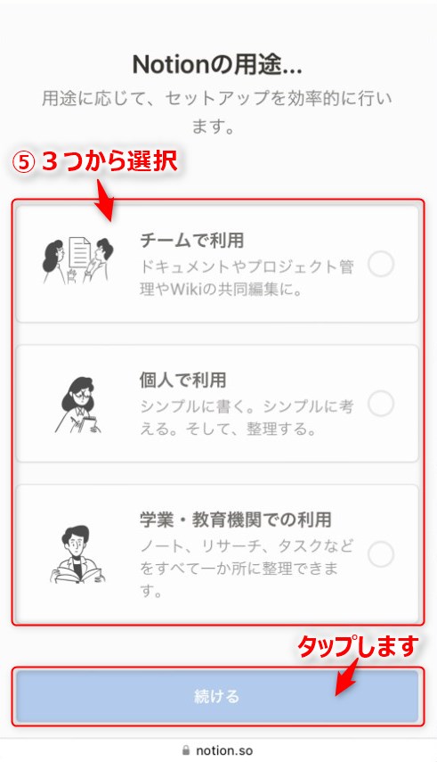 ⑤用途を３つから選択