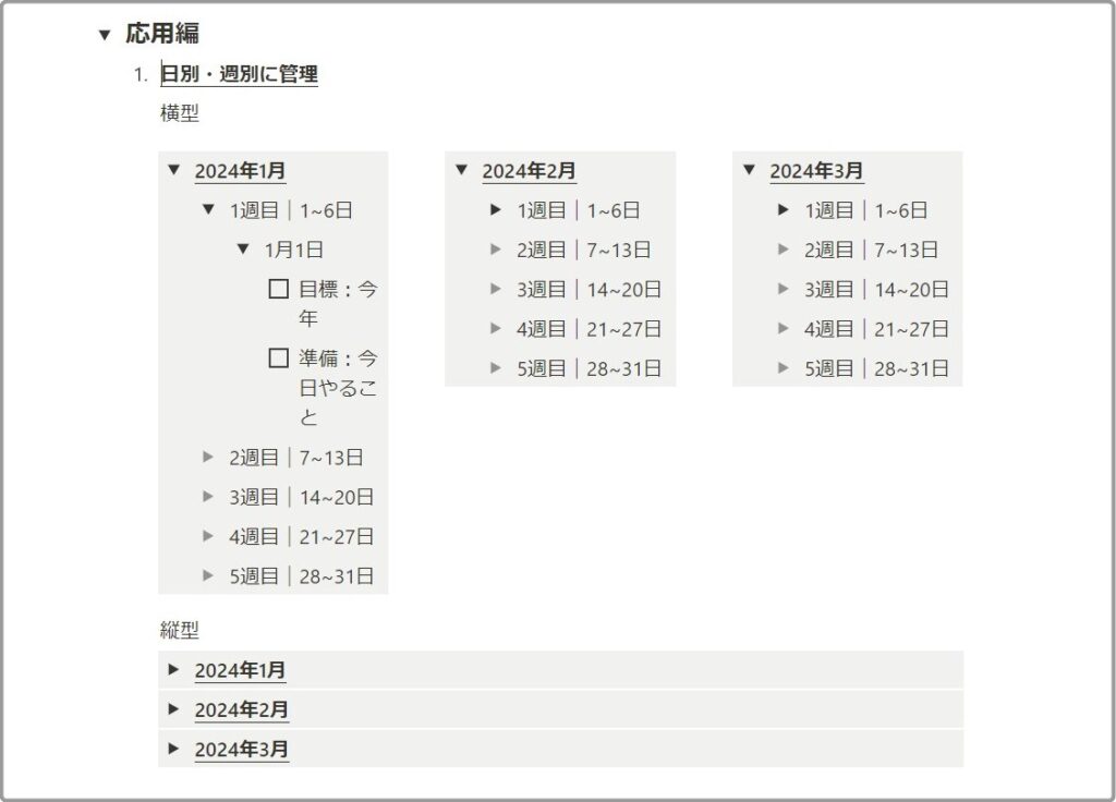 日別、週別に管理する｜トグル